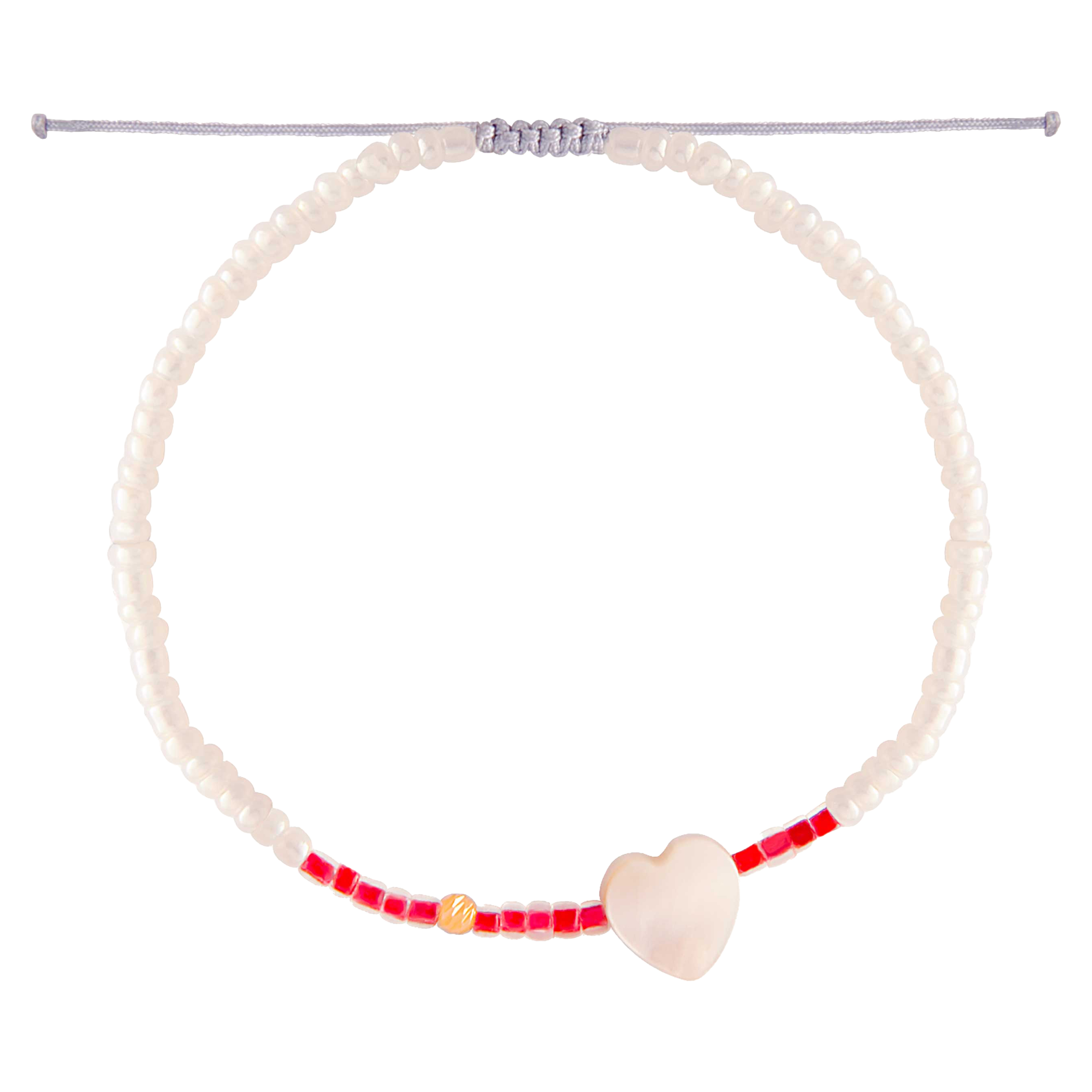 دستبند بندی طلا 18 عیار زنانه مدل گوی تراش البرناردو و قلب صدفی