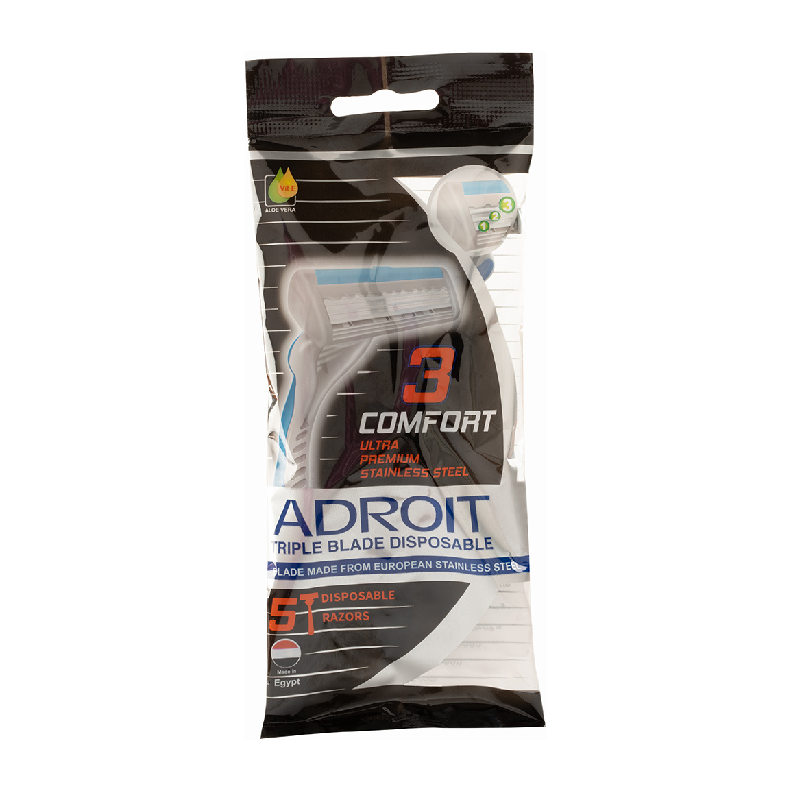 تیغ یکبار مصرف مردانه سه لبه صابون دار بسته 5 عددی