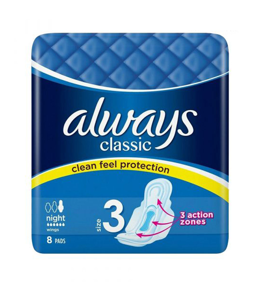 نوار بهداشتی بالدار کلاسیک سایز 3 مناسب شب بسته 8عددی