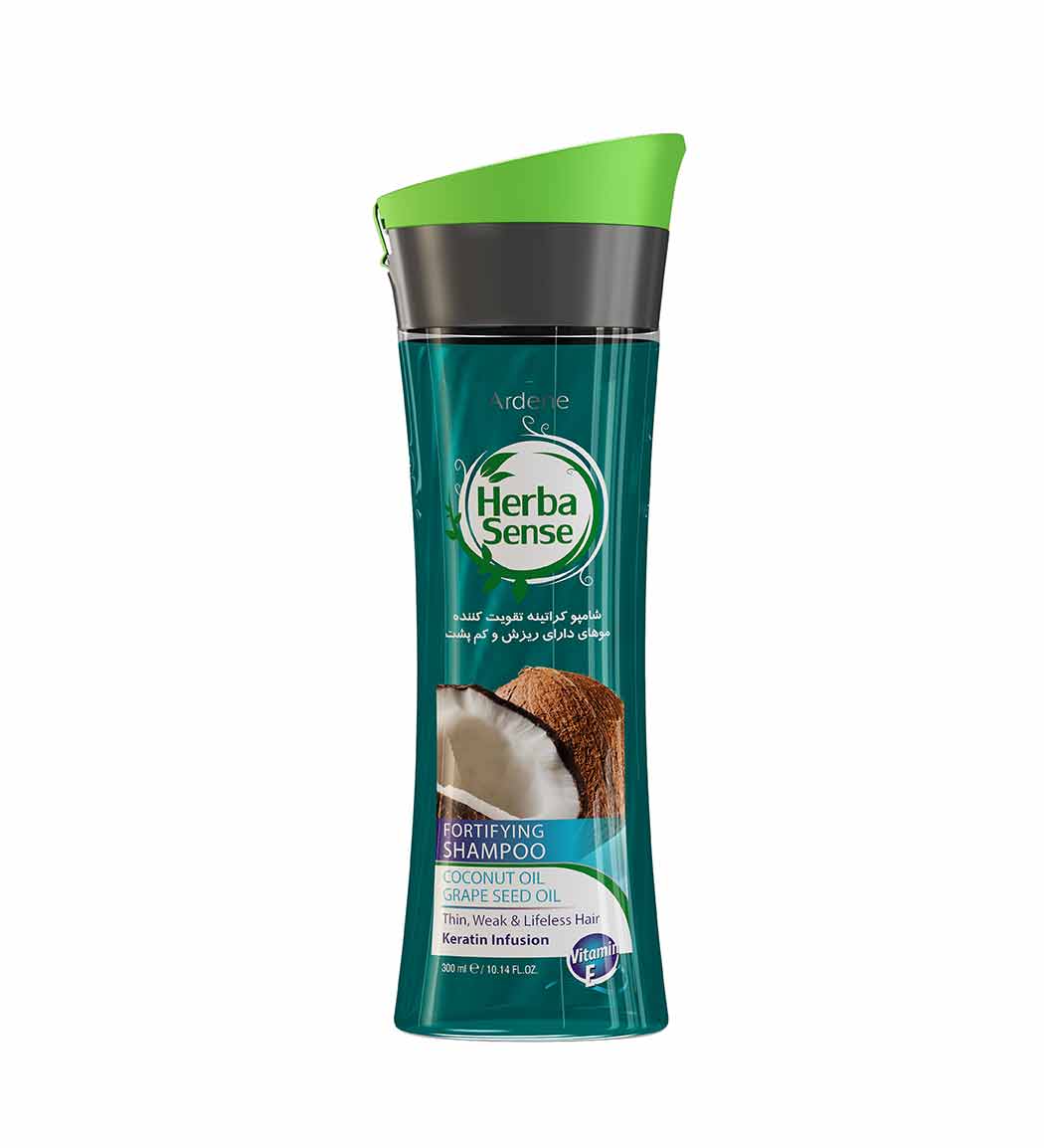 شامپو  کراتینه هرباسنس عصاره روغن نارگیل و دانه انگور