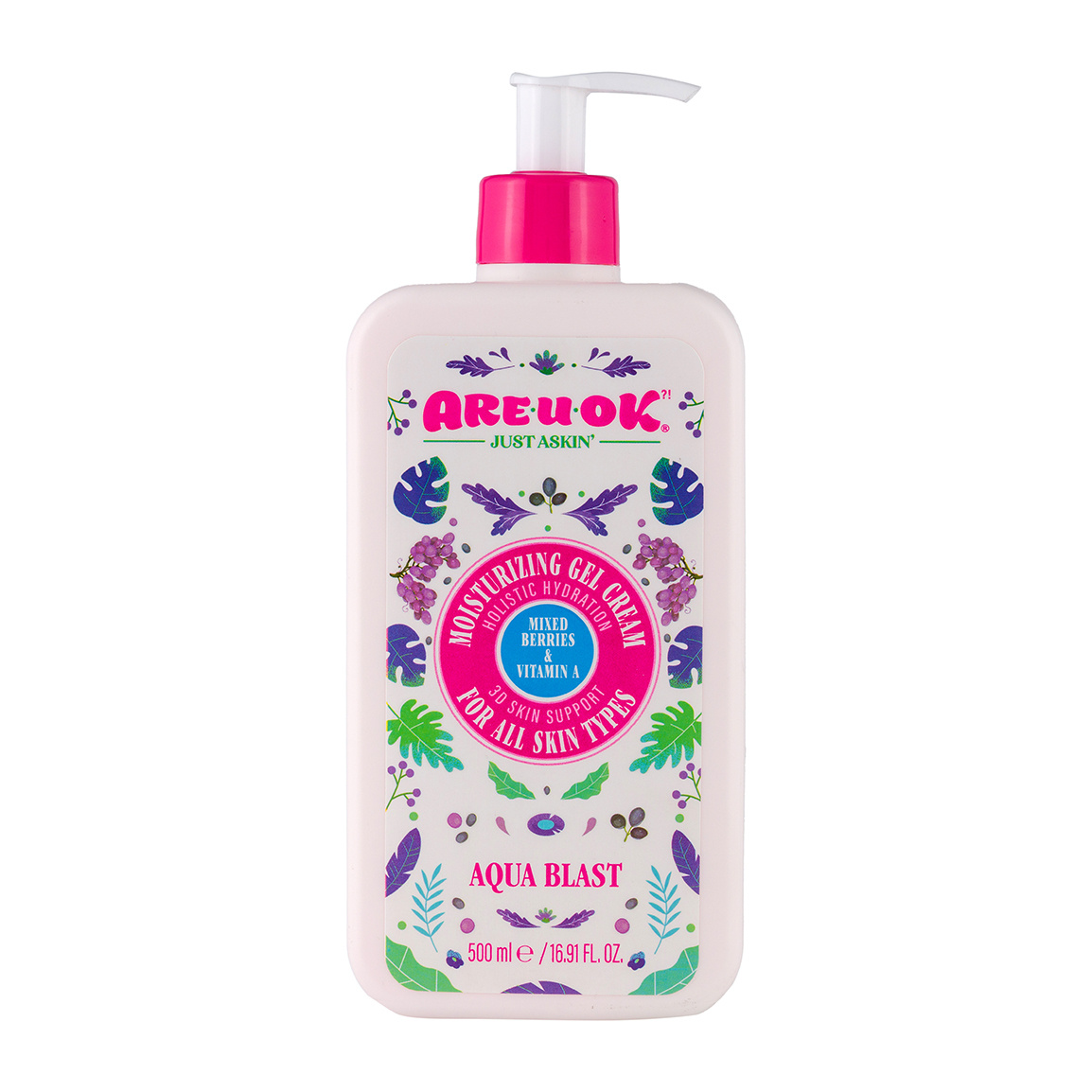 کرم ژل پمپی آبرسان تمشک حاوی ویتامین A حجم 500 میلی لیتر