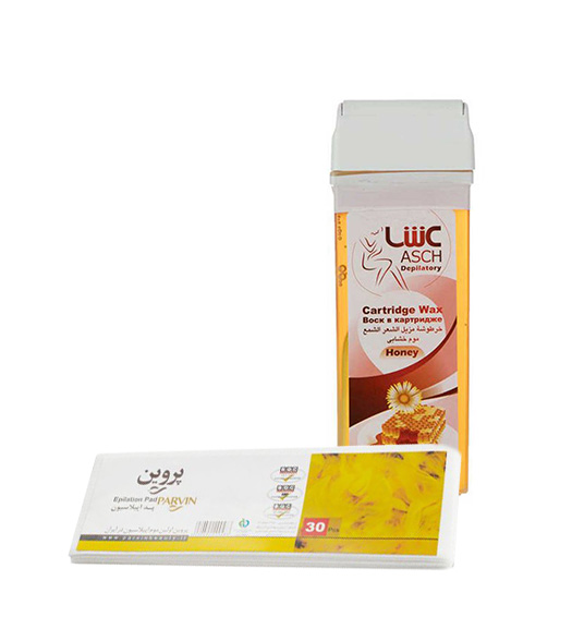 پکیج پد اپیلاسیون 30عددی پروین و موم سرد اپیلاسیون عسلی 150گرمی خشابی
