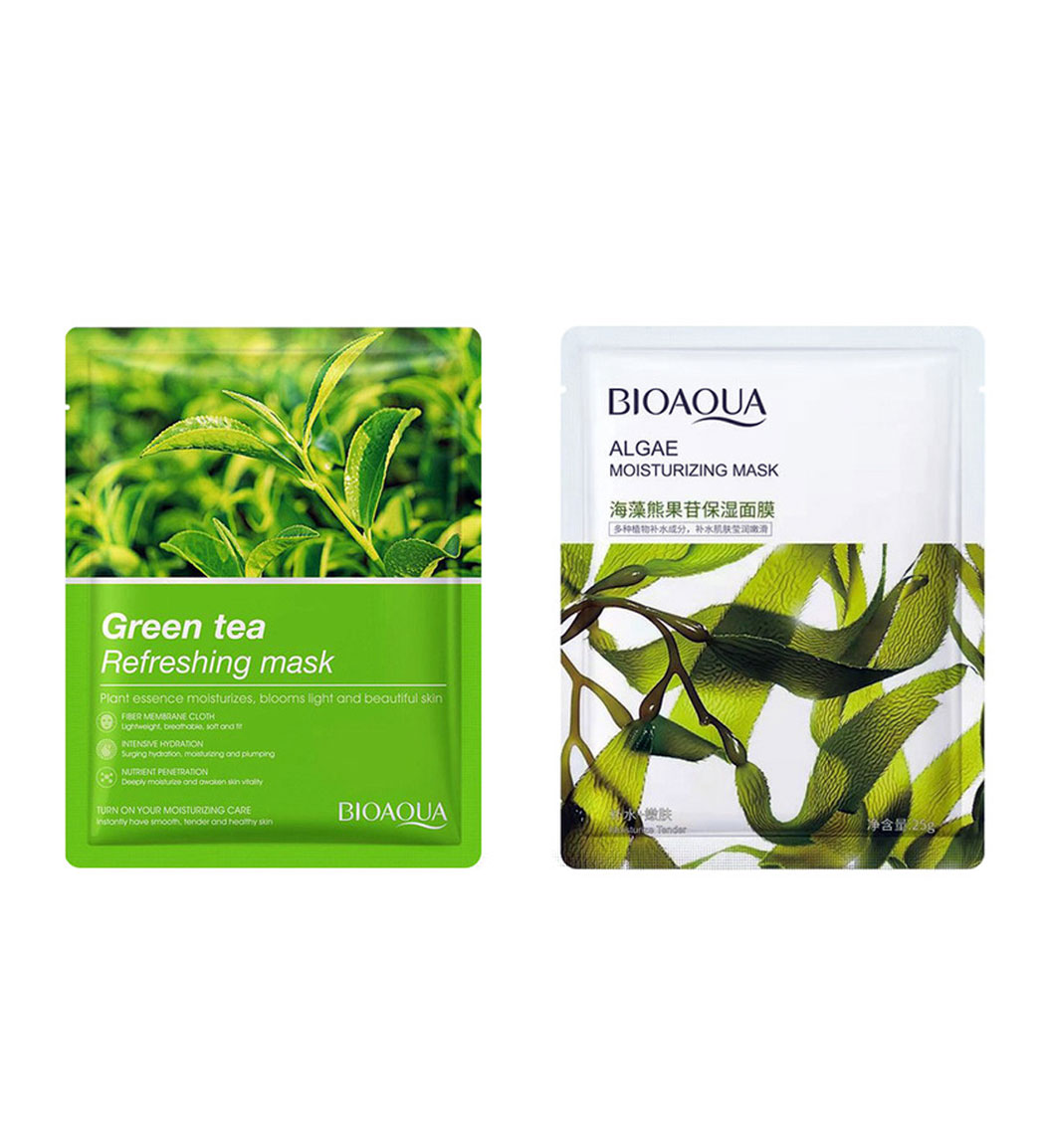 پک 2 عددی ماسک صورت مدل چای سبز و جلبک دریایی