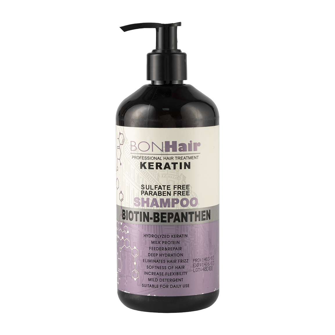 شامپو مو فری سولفات حاوی کراتین حجم 500 میلی لیتر