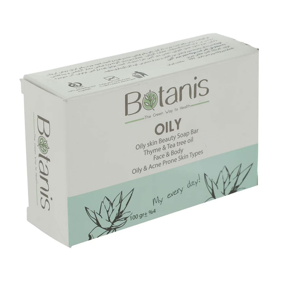 صابون متعادل کننده پوست چرب حاوی آویشن و روغن درخت چای مناسب پوست چرب و مستعد آکنه 100گرم