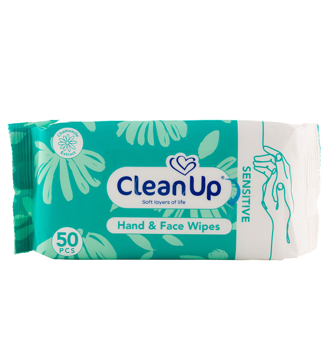 دستمال مرطوب پاک کننده دست و صورت مناسب پوست حساس 50 عددی