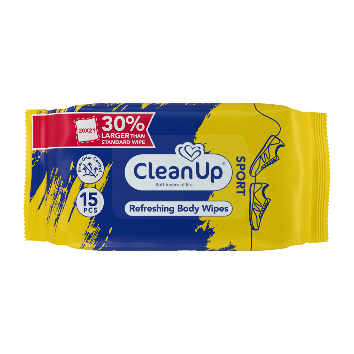 دستمال مرطوب پاک کننده بدن مدل Sport بسته 15 عددی
