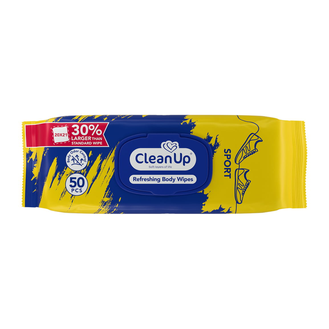 دستمال مرطوب پاک کننده بدن مدل Sport بسته 50 عددی