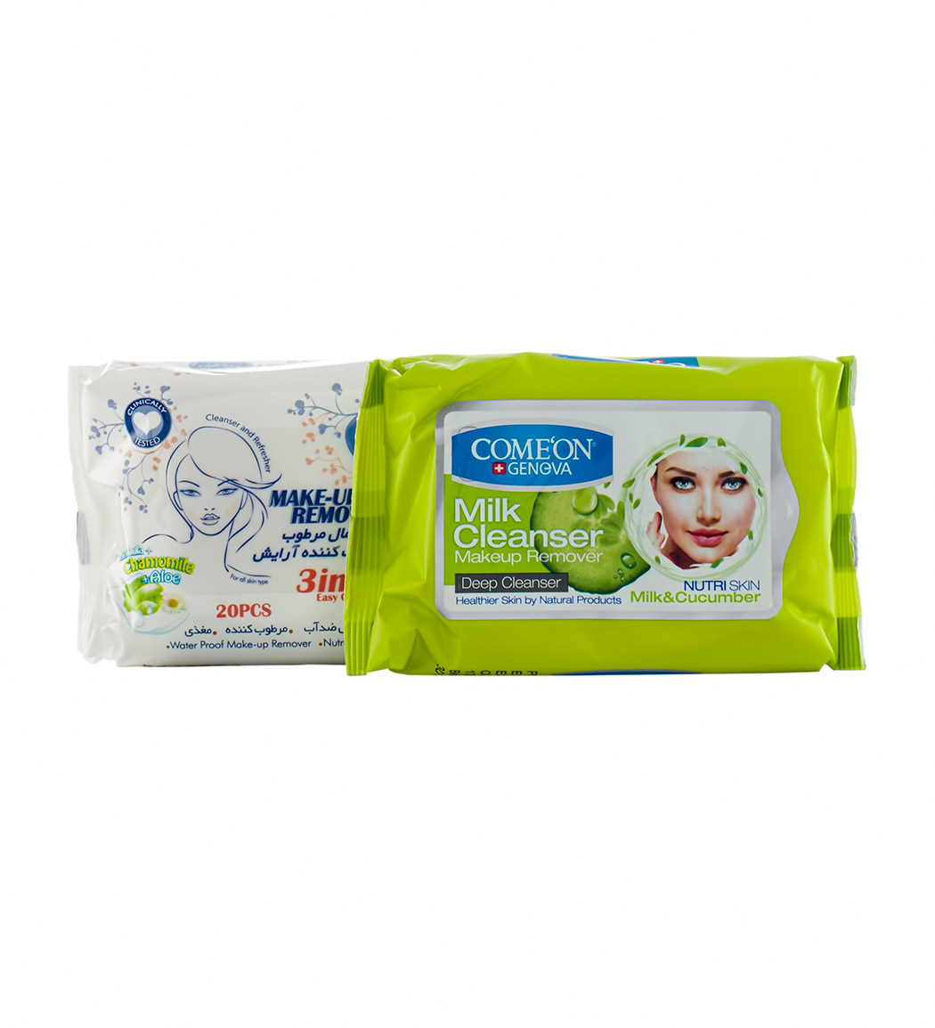 پک دستمال مرطوب لیمو و خیار دافی به همراه دستمال مرطوب و شیر پاک کن