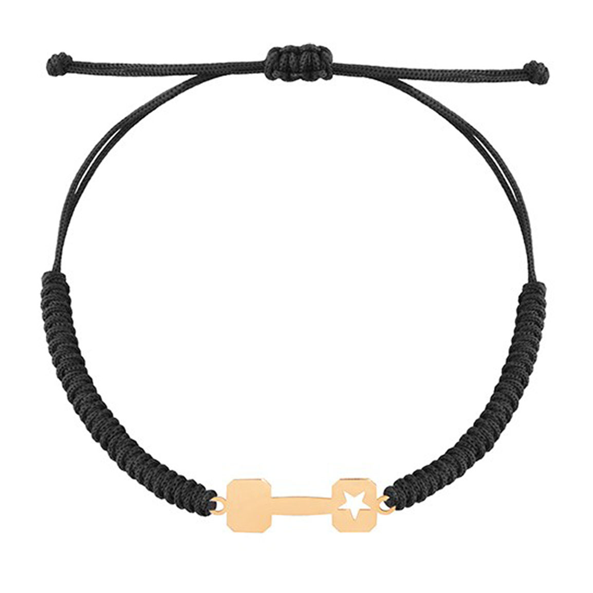 دستبند طلا 18 عیار با بند بافت مدل دمبل