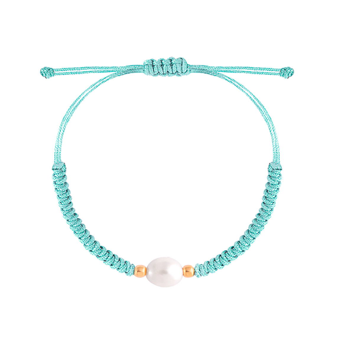 دستبند بافت طلا 18 عیار زنانه مدل مروارید بیضی و گوی