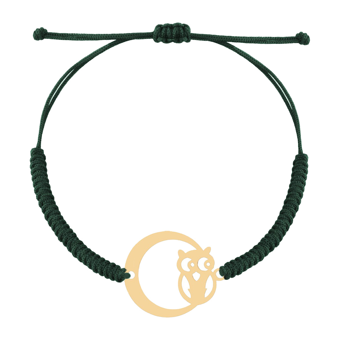 دستبند طلا 18 عیار با بند بافت مدل جغد و ماه