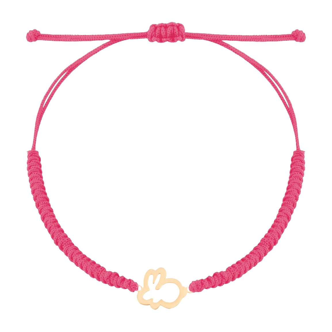 دستبند طلا 18 عیار با بند بافت مدل خرگوش