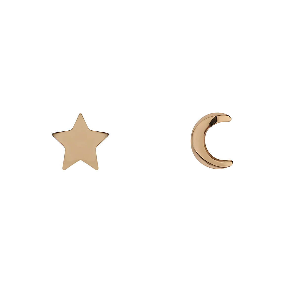 گوشواره طلا میخی مدل ماه و ستاره برجسته