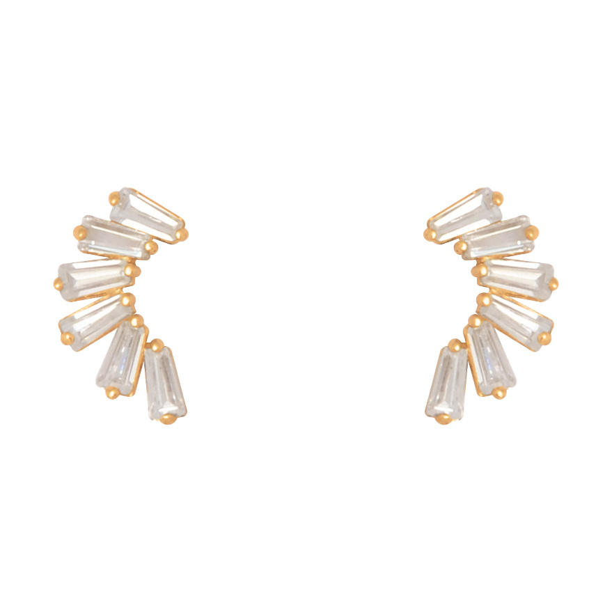 گوشواره میخی طلا 18 عیار زنانه مدل باگت دیلا نیمه