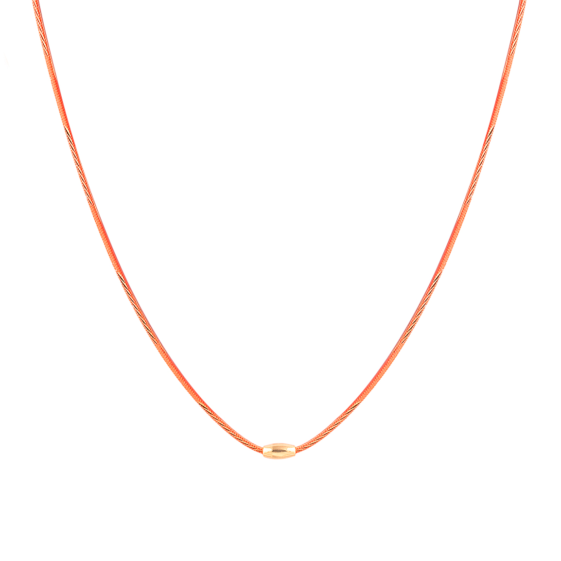 گردنبند چوکر پلاک طلا خورشید با بند نارنجی