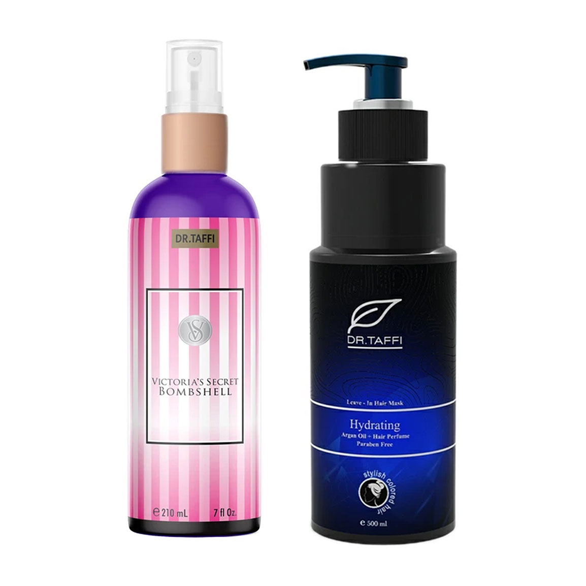 پک 2 عددی بادی اسپلش زنانه مدل Victorias Secret Bomb Shell حجم 210 میلی لیتر و  ماسک مو ترمیم کننده مدل Hydrating مناسب مو فر و آسیب دیده حجم 500 میلی لیتر