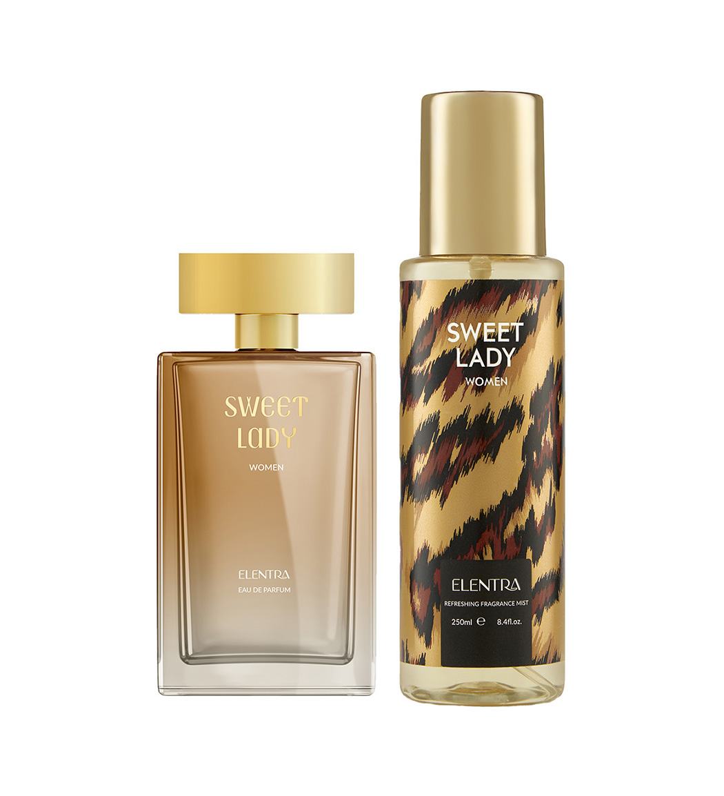 ادوپرفیوم زنانه مدل Sweet lady به همراه بادی اسپلش مدل Sweet lady