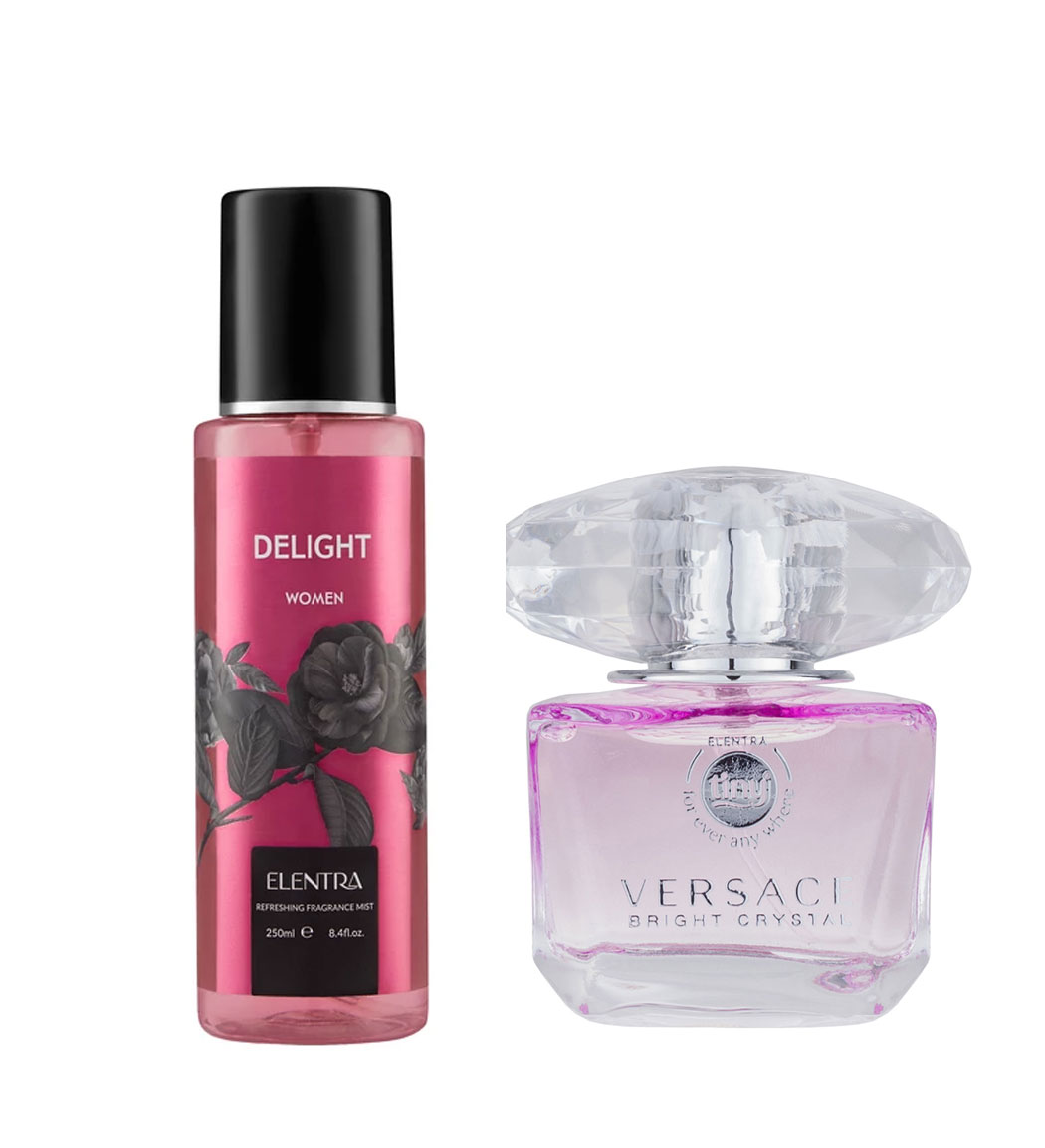 عطر جیبی زنانه مدل Versace Bright Crystal به همراه بادی اسپلش زنانه مدل Delight