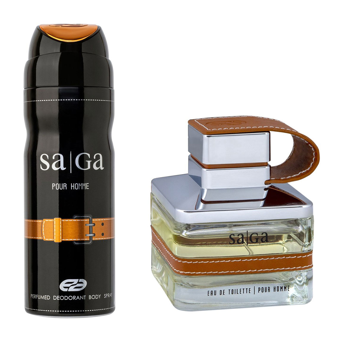 ادو پرفیوم مردانه مدل Saga حجم 100 میلی لیتر به همراه اسپری خوشبو کننده بدن مردانه مدل Saga حجم 200 میلی لیتر