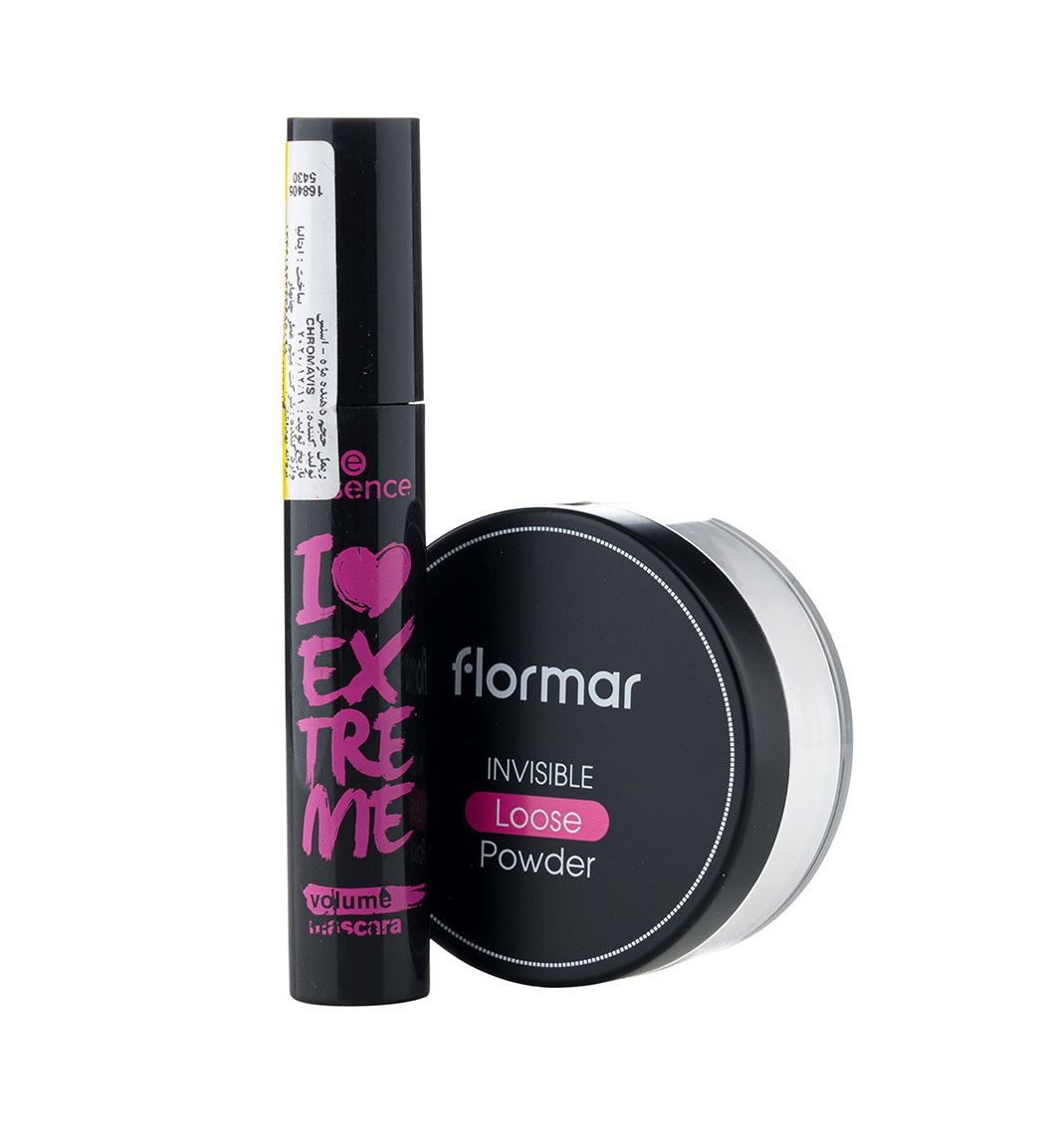 پک آرایشی پودر تثبیت اینویزیبل فلورمار و ریمل مشکی