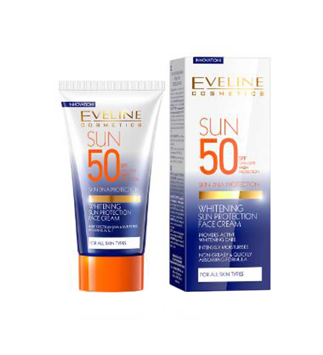 کرم ضد آفتاب و سفید کننده بی رنگ  SPF50 مناسب انواع پوست 50میل