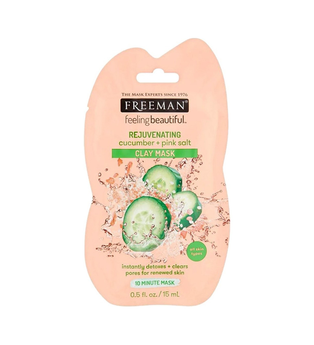 ماسک ساشه ای جوان کننده صورت خاک رس نمک صورتی و خیار حجم 15 میلی لیتر