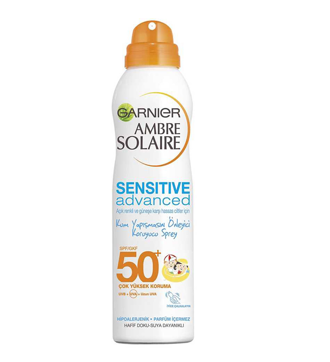 اسپری  ضد آفتاب کودک و دافع شن و ماسه مدل SENSITIVE advanced (SPF 50+) حجم 200 میل
