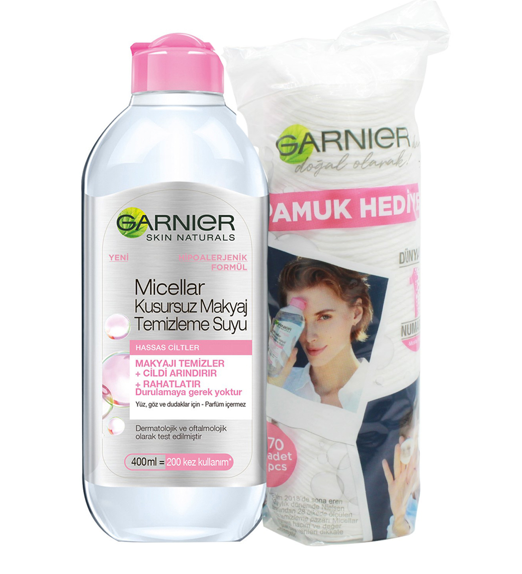 محلول میسلار و پاک کننده آرایش مخصوص پوست های خشک و حساس حجم 400 میل + بسته پد 70 عددی