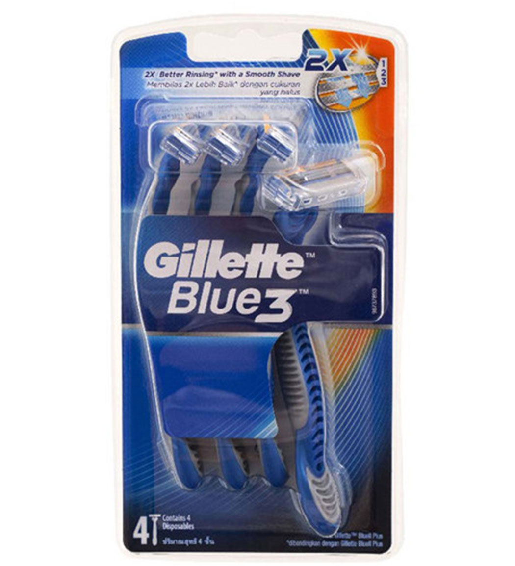 تیغ اصلاح سه لبه مدل blue 3 بسته 4 عددی