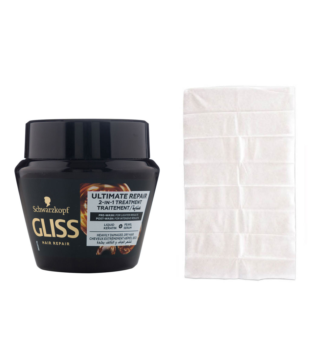 حوله هدیه به همراه ماسک مو ترمیم کننده قوی مو آسیب دیده حجم 300 میل