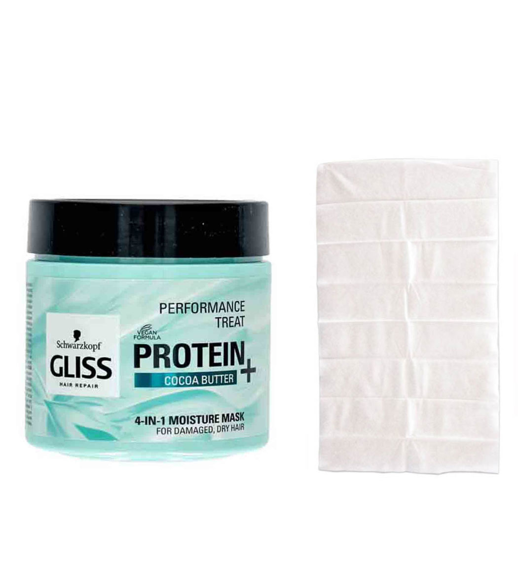 حوله هدیه به همراه ماسک مو آبرسان و مرطوب کننده حاوی پروتئین و کره کاکائو حجم 400 میل