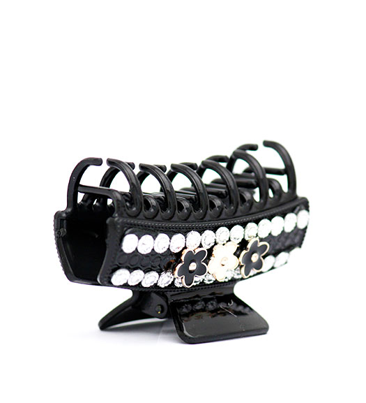 کلیپس 4 دندانه طلقی گلدار مو