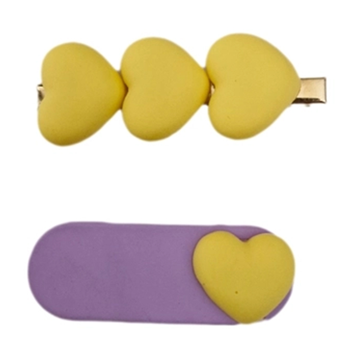 گیره مو دخترانه طرح قلب کد 3 مجموعه 2 عددی