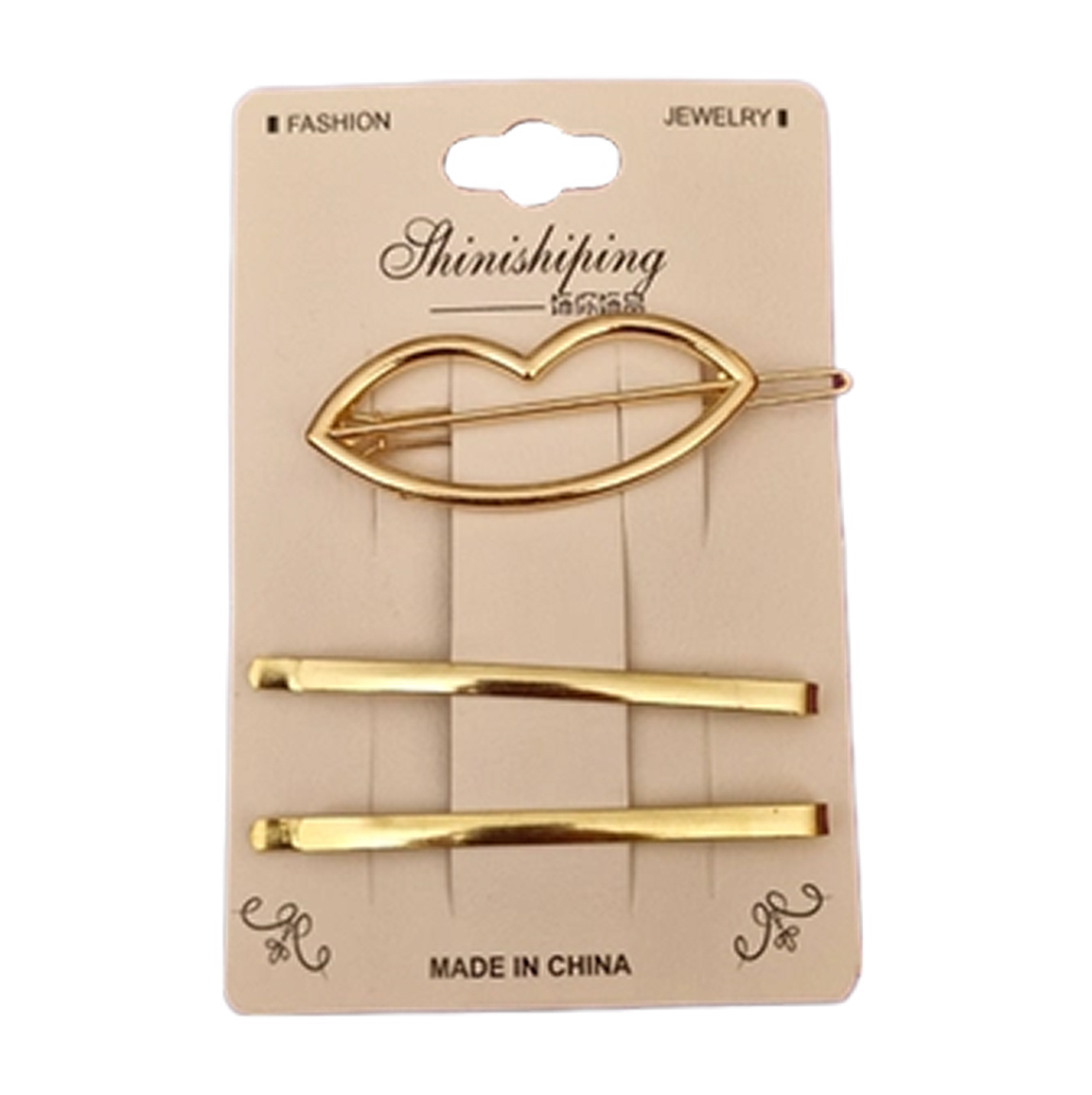 گیره مو زنانه طرح لب بسته 3 عددی