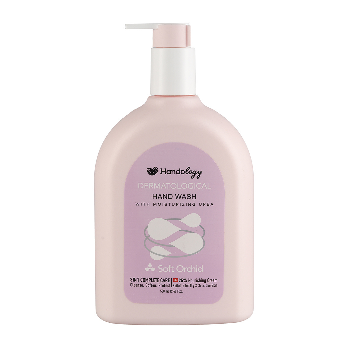 مایع دستشویی کرمی حاوی اوره و لاکتیک اسید مدل سافت اورچید حجم 500 میلی لیتر