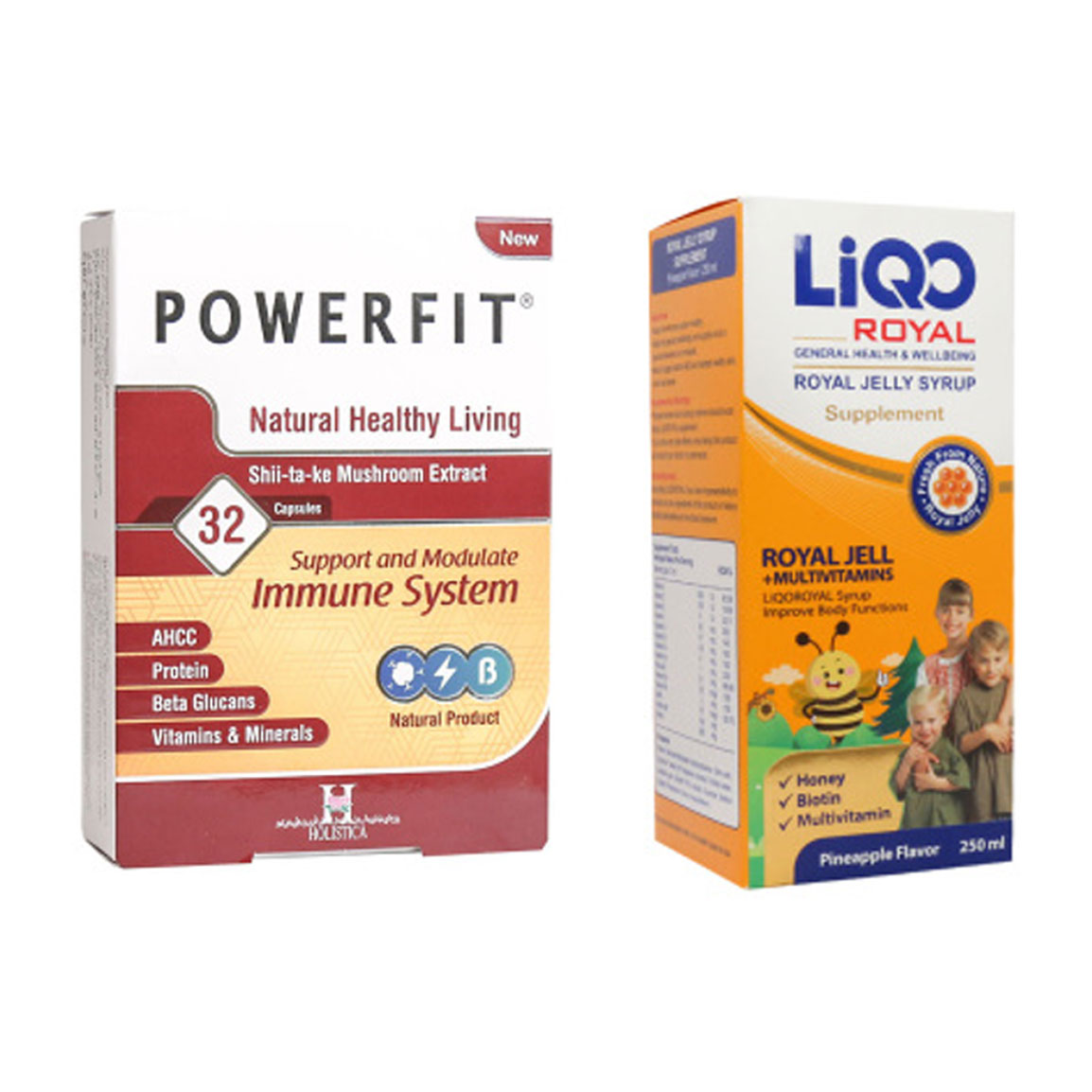 پک دو عددی کپسول مکمل گیاهی مدل Powerfit و شربت Liqo Royal