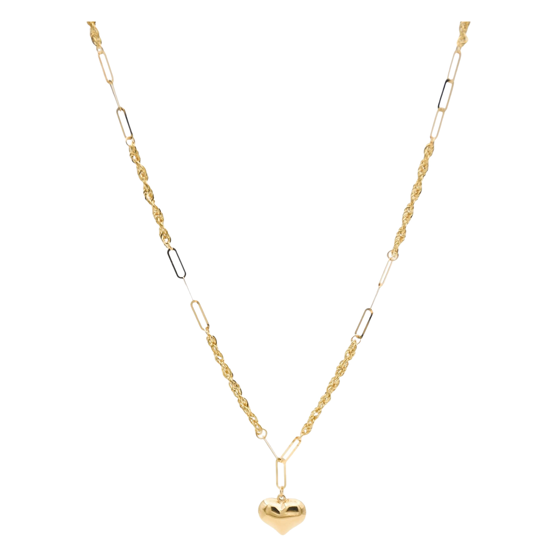 گردنبند طلا 18 عیار هرمس طنابی قلب