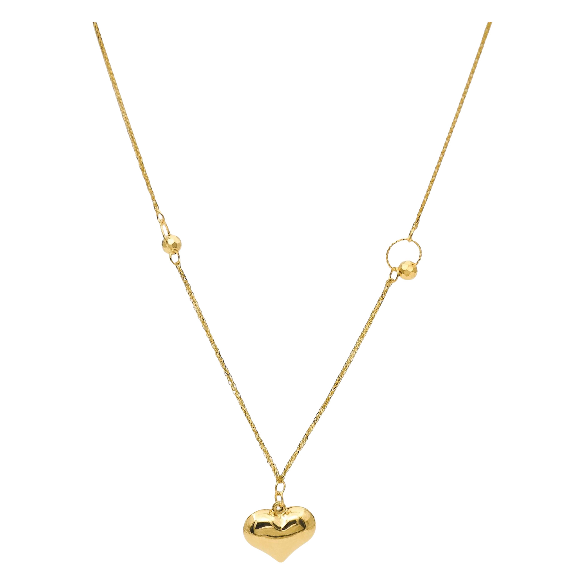 گردنبند طلا 18 عیار حلقه و قلب