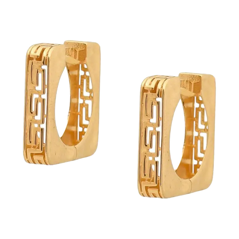 گوشواره طلا 18 عیار مدل امگا مربع ورساچی