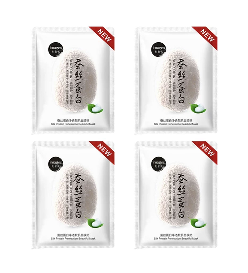 ماسک صورت مدل ابریشم سفید مجموعه 4 عددی
