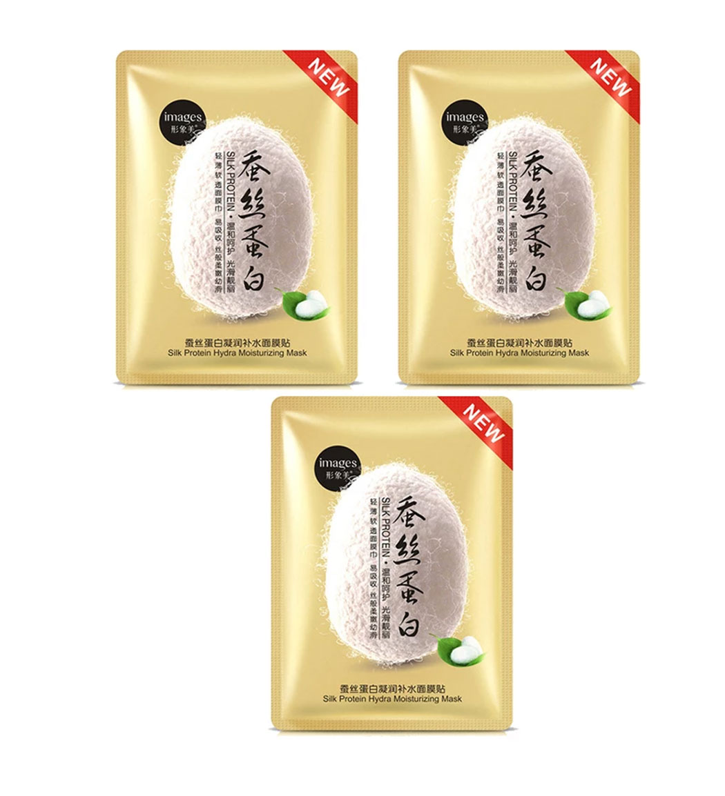 ماسک صورت مدل ابریشم طلایی مجموعه 3 عددی