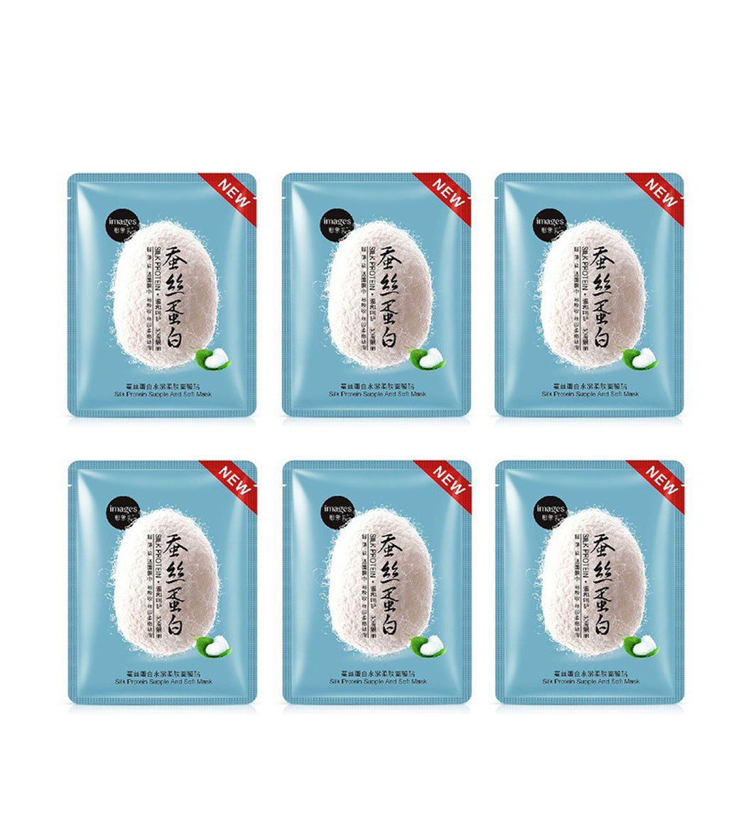 ماسک صورت مدل ابریشم آبی مجموعه 6 عددی