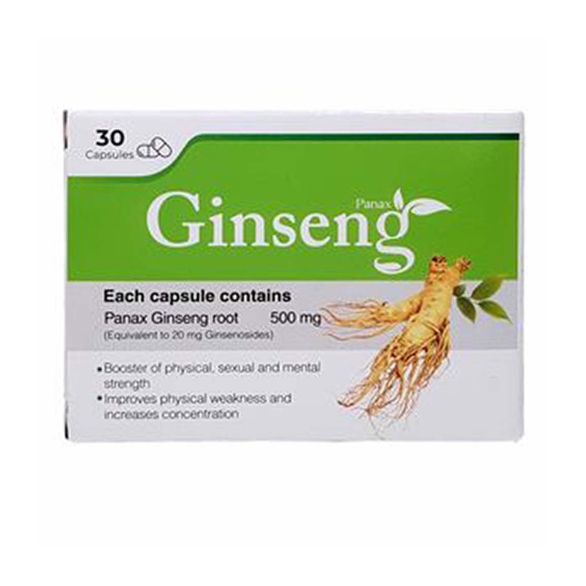 کپسول جینسنگ 500 میلی گرم بسته 30 عددی