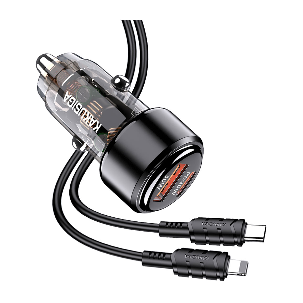 شارژر فندکی تایپ سی به لایتنینگ مدل KSC-1176