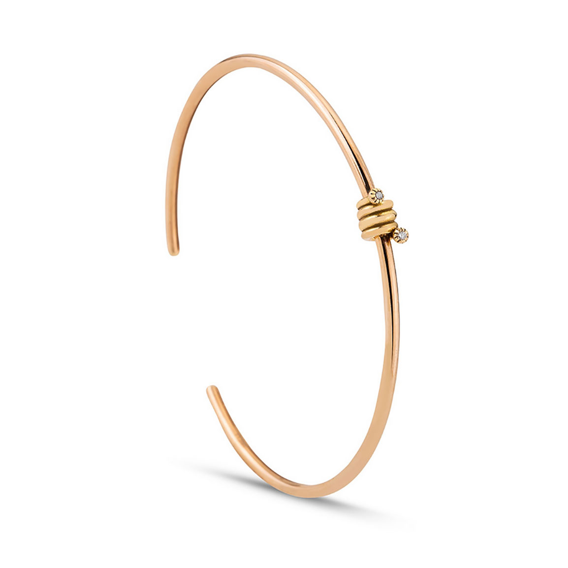 النگو طلا 18 عیار زنانه مدل فنری دو نگین کد BM394