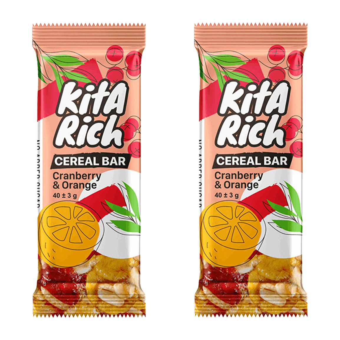 پک 2 عددی بار غلات کرن بری و پرتقال