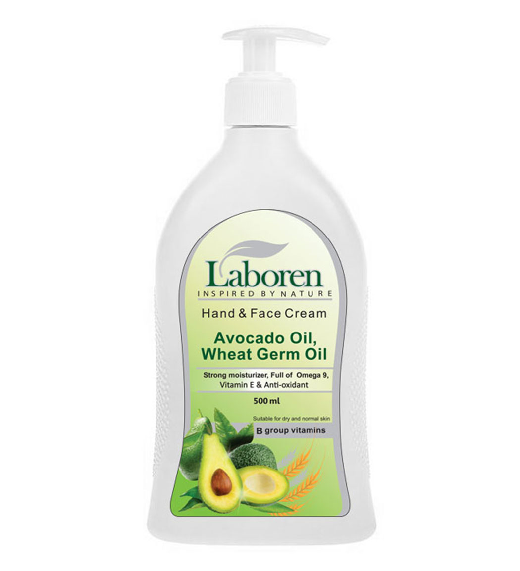 کرم مرطوب کننده دست و صورت پمپی حاوی روغن آووکادو 500میل