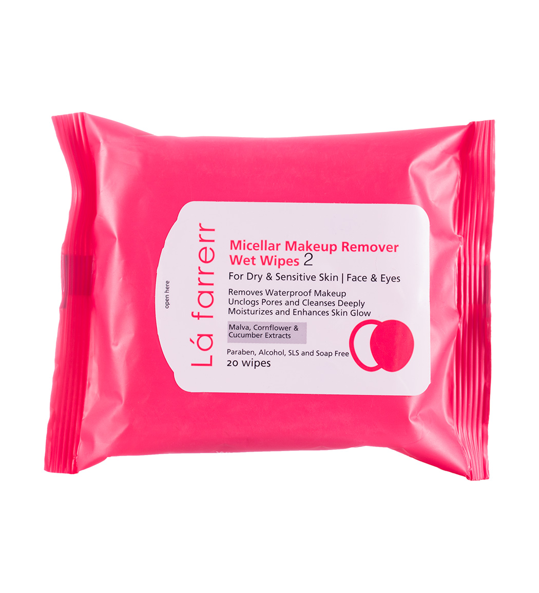 دستمال مرطوب پاک کننده آرایش پوست خشک و حساس بسته 20 عددی کد 2