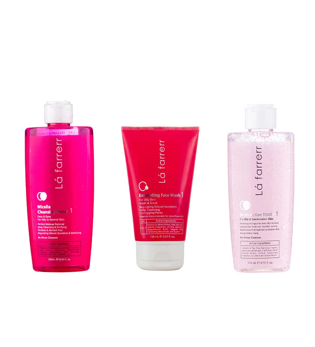 پک ژل شستشوی صورت لایه بردار پوست چرب و میسلار پوست نرمال و چرب و تونر مولتی اکتیو1 مناسب پوست چرب و مختلط